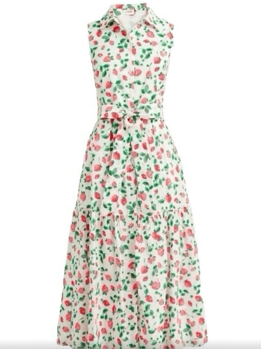 J. Crew Factory White Midi Shirtdress with Pink Floral Print